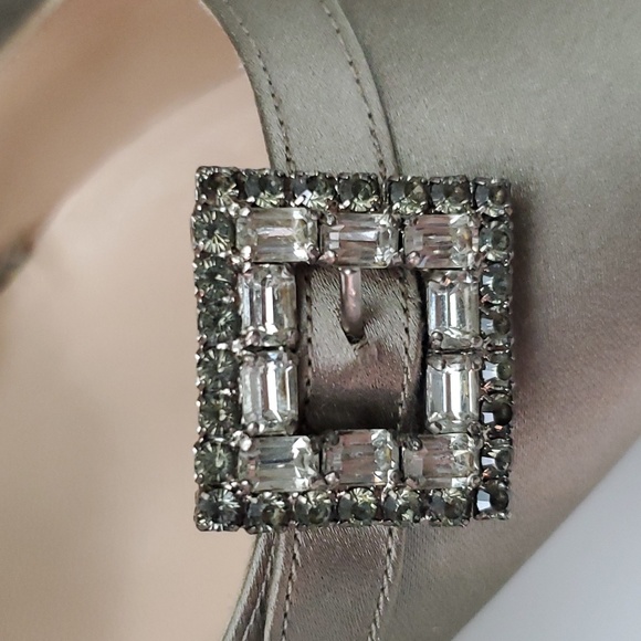 VTG Manolo Blahnik Crystal Satin Slingbacks in box- Carolyne 90s Mary Jane Esque - Picture 14 of 17